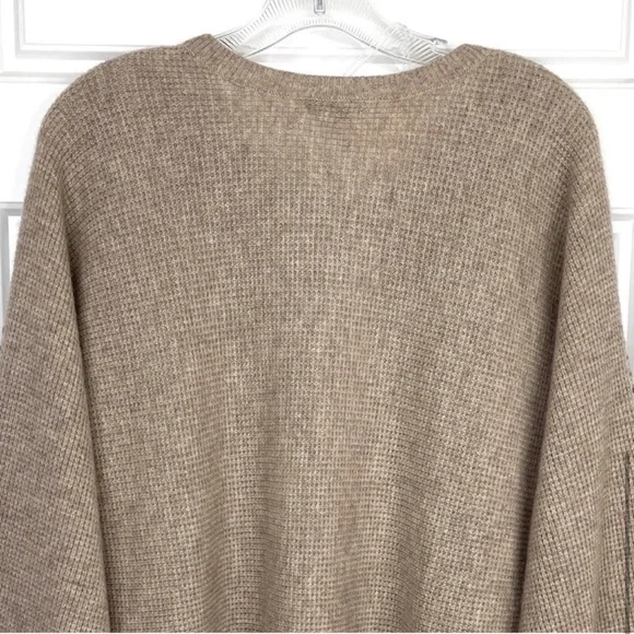 JOHNNY WAS CALME 100% Cashmere NEW Color Block Waffle Sweater Taupe Tan Size L